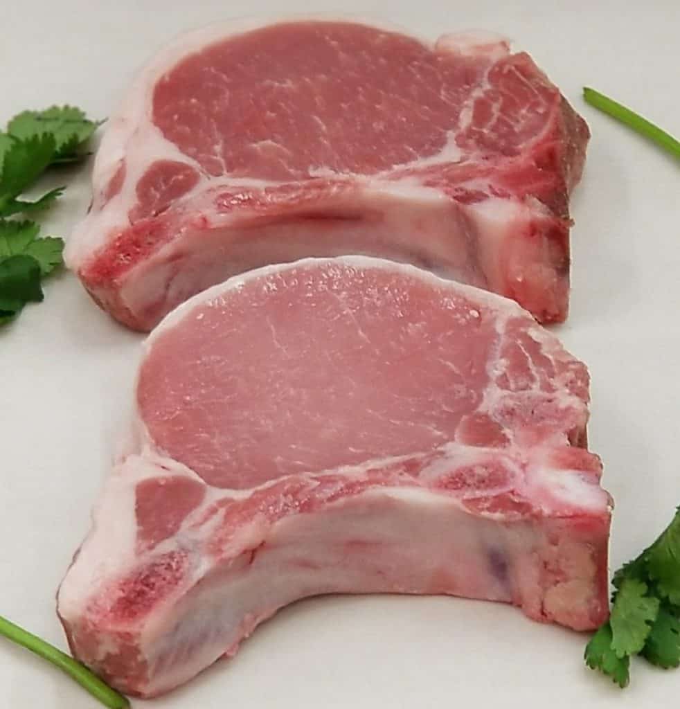 raw berkshire pork chops